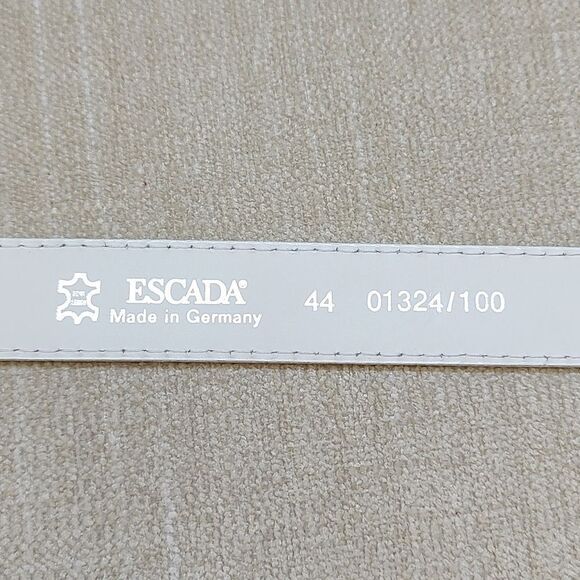 Escada White Leather Belt Silver Buckle Loop & Links - Picture 3 of 12